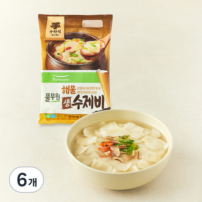 풀무원 해물 생 수제비 2인분, 367g, 6개