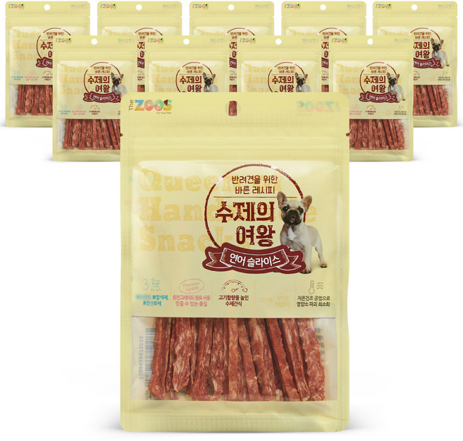 수제의여왕 강아지 간식, 연어슬라이스, 70g, 10개