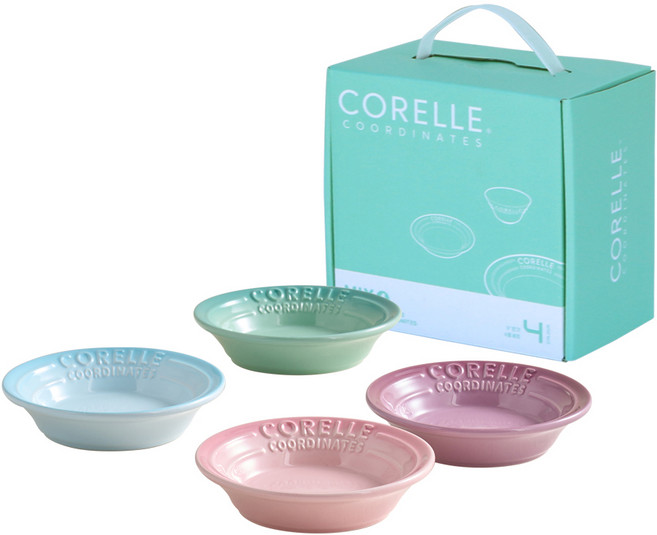 코렐코디네이츠 브리즈스톤 찬기 4종 세트, 블루 + 퍼플 + 그린 + 핑크, 1세트