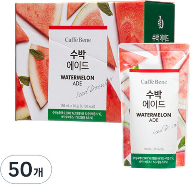 카페베네 수박에이드, 190ml, 50개