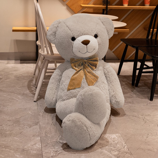 soonZAM Love Smile Bear 大型蝴蝶結熊玩偶, 巧克力米色, 1個, 120cm