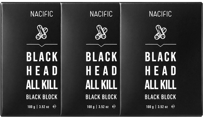 네시픽 블랙헤드 올킬 블랙 블록 클렌징 비누, 100g, 3개