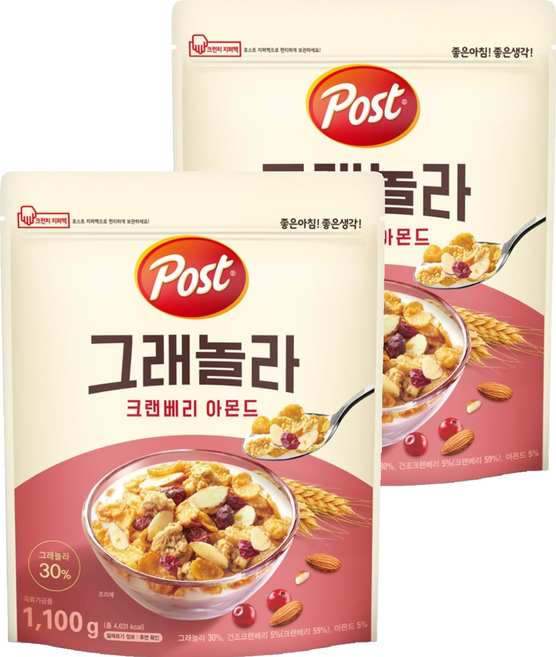 포스트 그래놀라 크랜베리 아몬드, 1.1kg, 2개