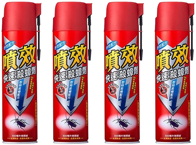 噴效 快速殺蟑劑, 600ml, 4瓶