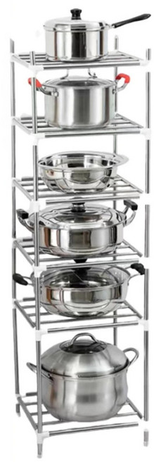 德利生活 加高不鏽鋼置物架, 不銹鋼, 6層