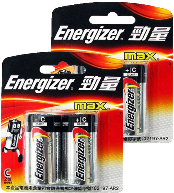 Energizer 勁量 鹼性電池 2號, 2組, 2顆