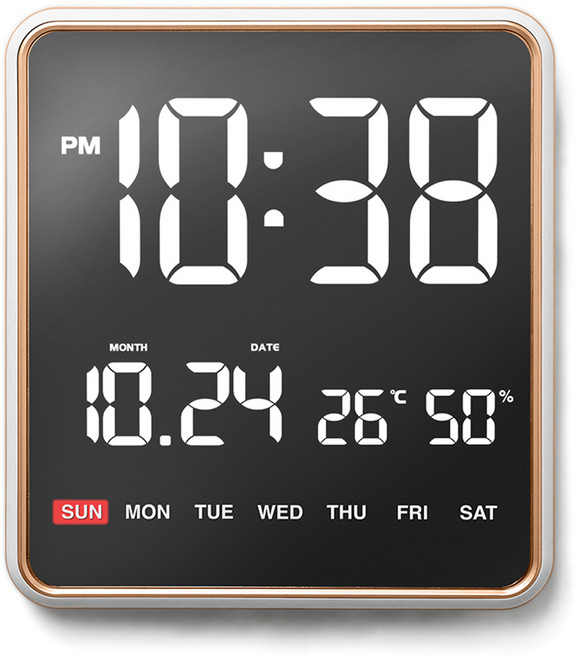 오더블유씨 실루엣 스퀘어 LED 캘린더 시계 OT925DG, Gold