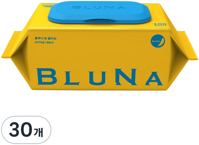 블루나 본 오리지널 유아물티슈 캡형, 50g, 100매, 30개