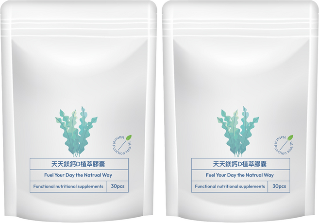 天天鎂鈣D植萃膠囊, 2個, 30顆