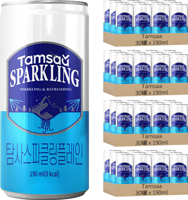 Tamsaa 原味氣泡水, 190ml, 120罐