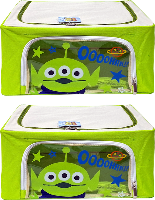 收納王妃 玩具總動員 牛津布收納箱 三眼怪, 青綠色, 2個