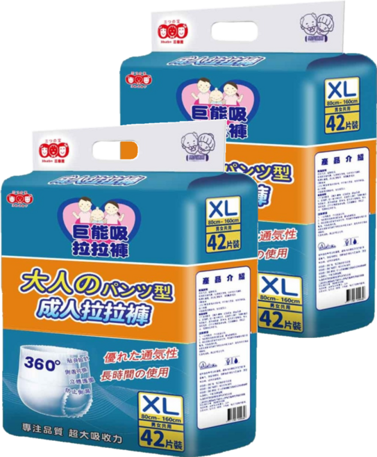 3baby 三個寶 成人用 加厚款緊身彈力型拉拉褲/紙尿褲, XL, 42片, 2包