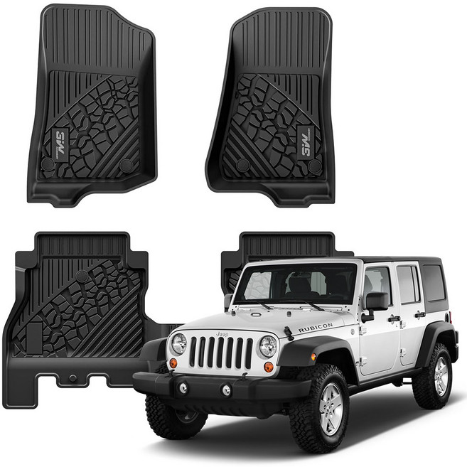 3더블유 에코라이너 TPE 카매트 1+2열 3p, 지프 뉴 랭글러 2018년 08월~, 블랙