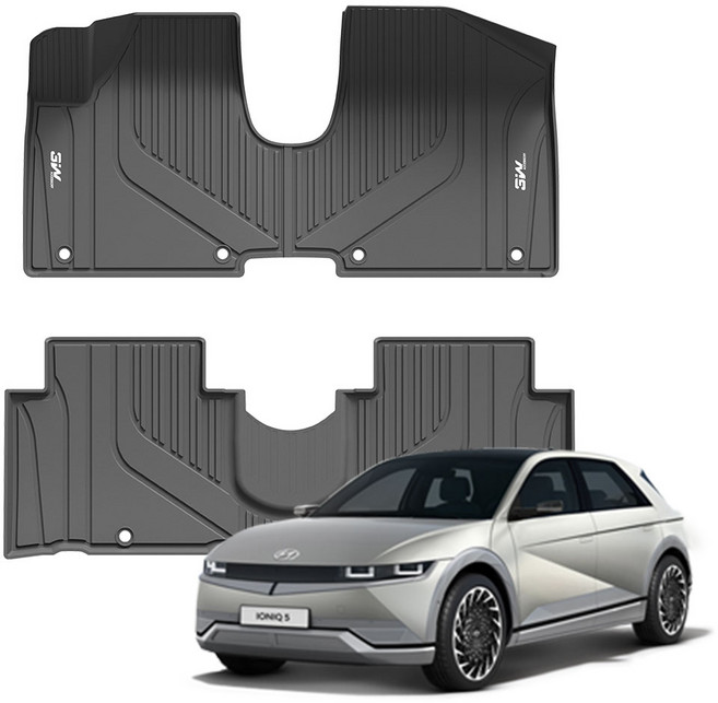 3더블유 에코라이너 TPE 카매트 1+2열 2p, 현대 아이오닉5 2021.05~, 블랙