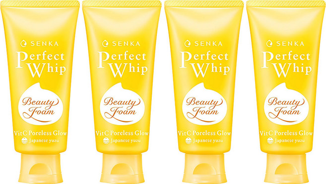 Senka NEW Perfect Whip 維生素 C 無孔煥彩潔面泡沫, 4個, 100g