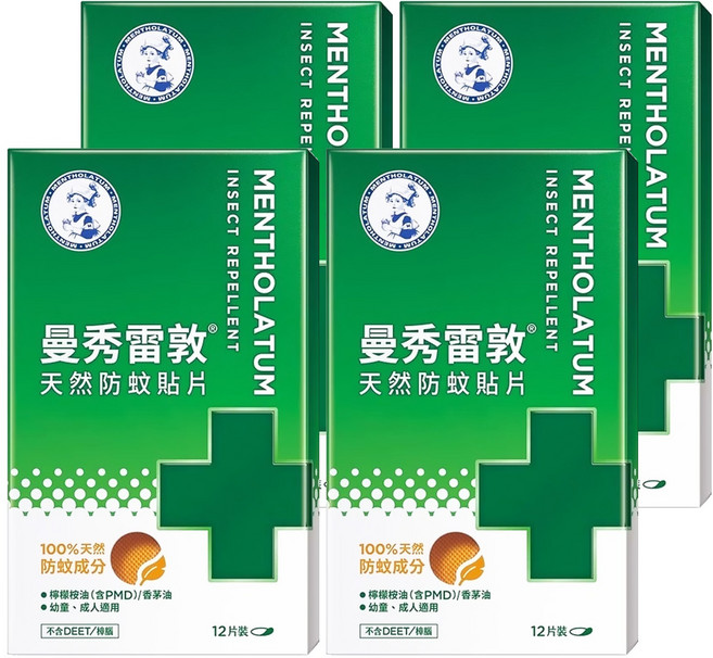 MENTHOLATUM 曼秀雷敦 天然防蚊貼片, 12片, 4盒