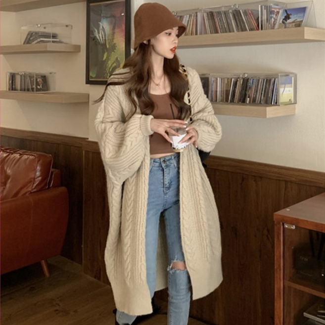 LINDASHOP 女款麻花針織長版外套 CD1740C1B