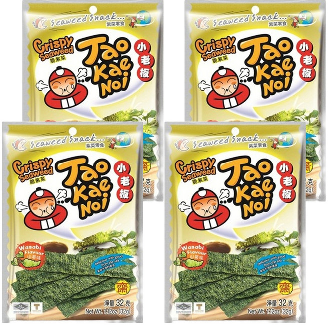 TAO KAE NOI 小老板 厚片海苔 山葵味, 32g, 4包