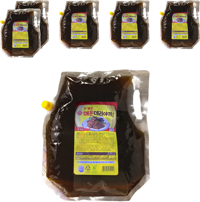 오뚜기 오쉐프 매운데리야끼 소스, 2kg, 6개