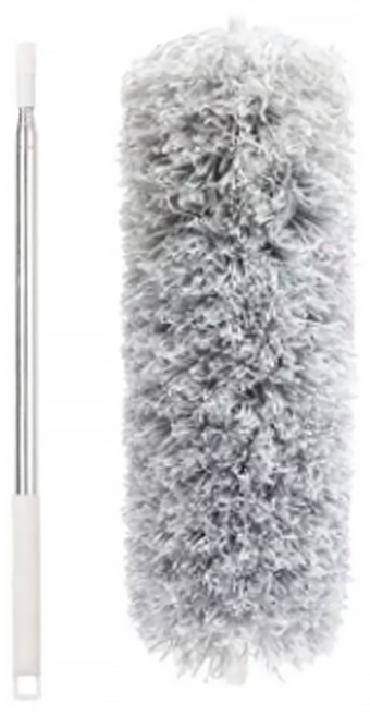 小麥購物 雞毛撢子 可拆卸 加長款伸縮桿 適用於清潔天花板, 白灰, 2個