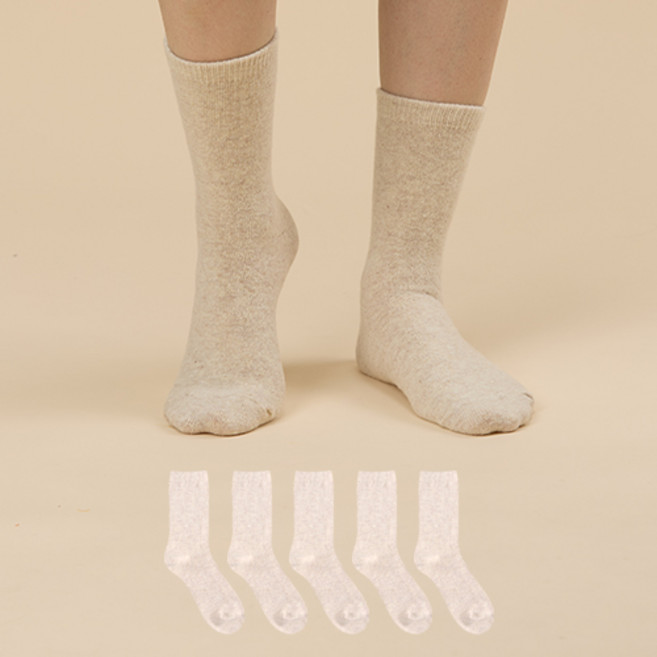 GGRN 여성용 프리미엄 램스 울 캐시미어 양말 5켤레 세트