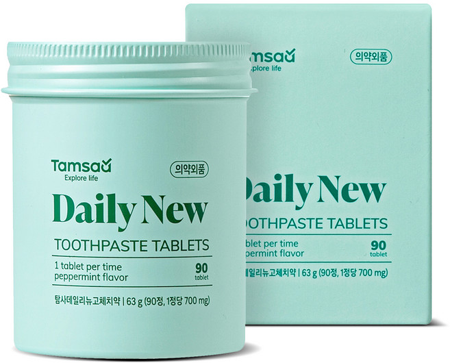 탐사 데일리 뉴 고체 치약 90정, 63g, 1개