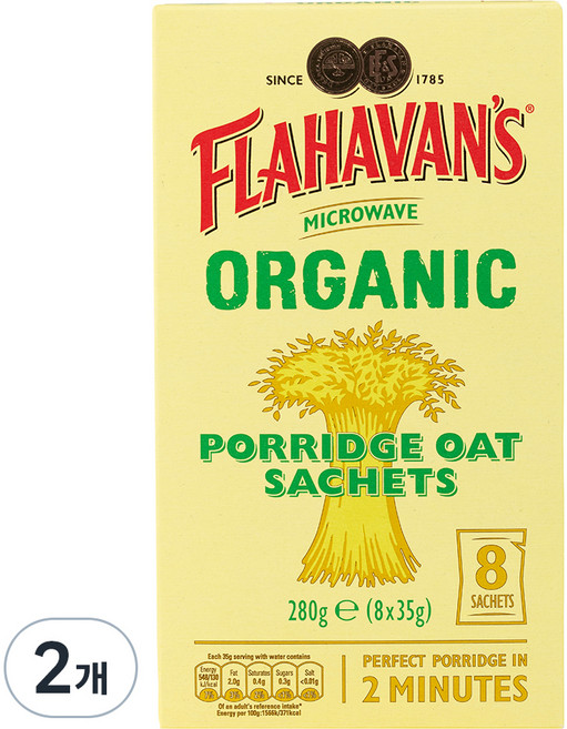 플라하반 포리지 오트, 280g, 2개