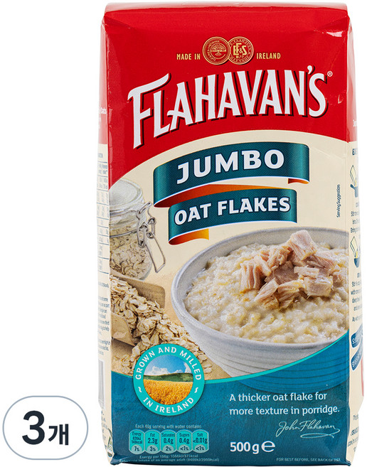 플라하반 점보 오트밀, 500g, 3개