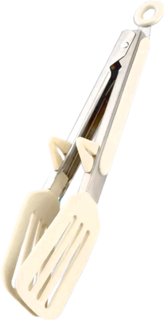 矽膠燒烤夾 漏鏟 2入 長26.5cm*寬5.8cm, 白色, 1組