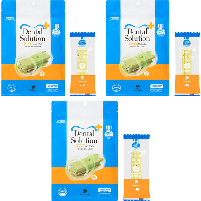 골드로니 반려견 덴탈솔루션 플라그 사이언스 덴탈껌, 대구살, 280g, 3개