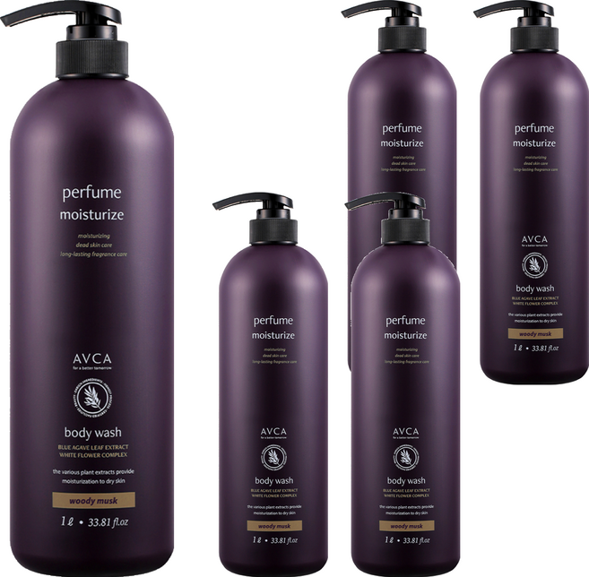 아브카 퍼퓸 바디워시 우디머스크, 1L, 5개