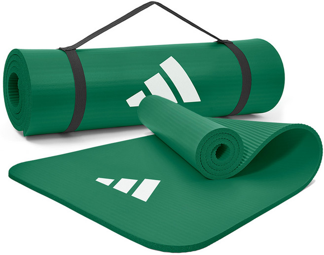 아디다스 피트니스 요가매트 + 휴대용 스트랩 세트, 다크그린, 1개