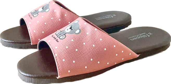 TAIWAN SLIPPER 台灣犀利趴 台灣製造 經典系列 皮質室內拖鞋, 療癒小熊粉, 1雙