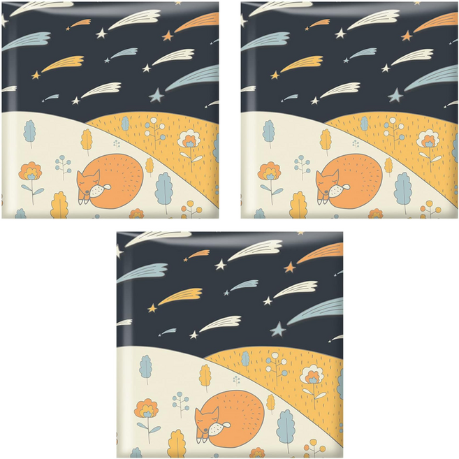 vanibaby 母嬰生活 自黏式PU防撞壁貼組 款式隨機 3片, 太空探險系列, 1組