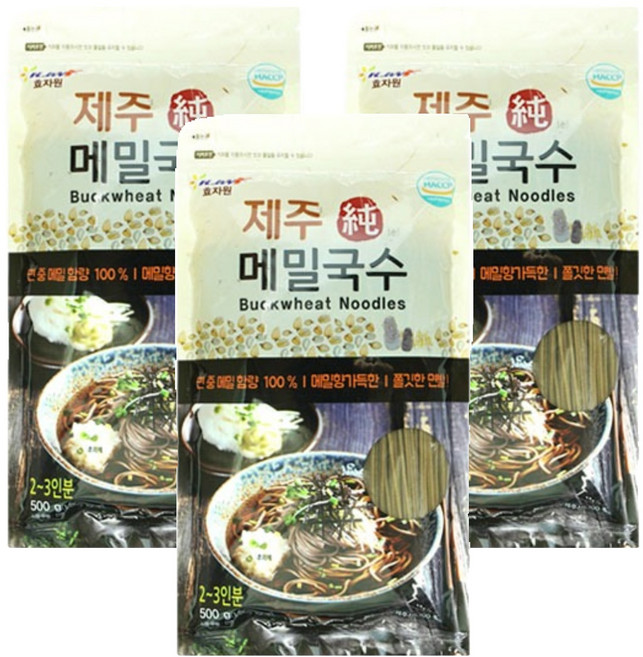 효자원 제주 순 메밀국수, 500g, 3개