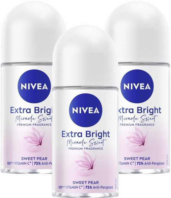 NIVEA 妮維雅 止汗爽身乳液 香氛淨白系列 果漾謬思, 50ml, 3瓶