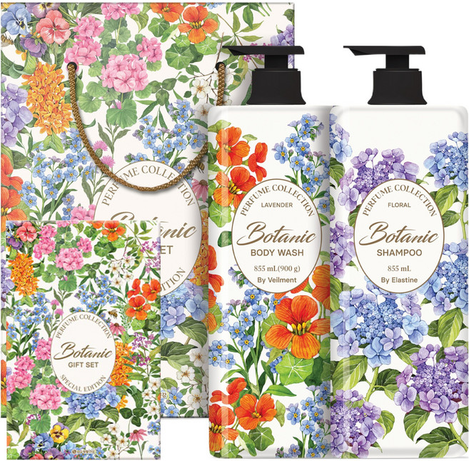 LG생활건강 엘라스틴 보타닉퍼퓸 올타임 샴푸 + 바디워시 세트, 1세트