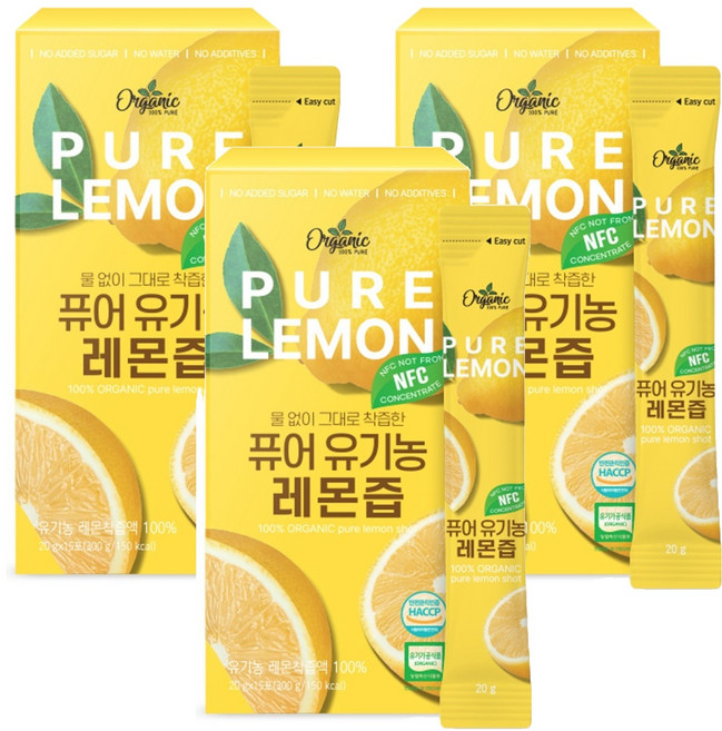 천호엔케어 퓨어 유기농 레몬즙 15p, 300g, 3개