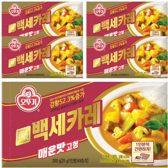 오뚜기 백세카레 고형 매운맛, 200g, 5개