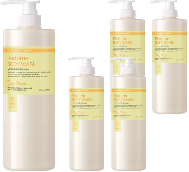 하라즈 퍼퓸 바디워시 베이비파우더향, 1L, 5개