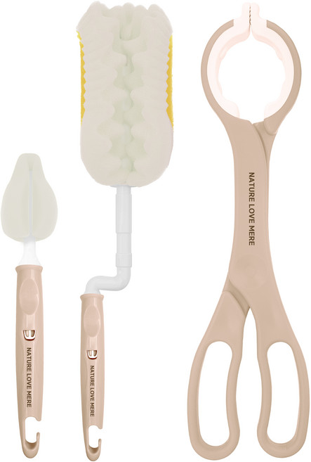 네이쳐러브메레 필터폼 젖병솔 + 젖꼭지솔 + 젖병집게 세트, 1세트, 누디브라운