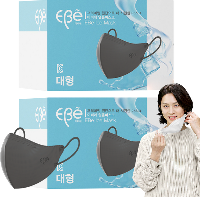 이비에 여름용 새부리형 컬러 마스크 대형, 30매, 2개, 그레이