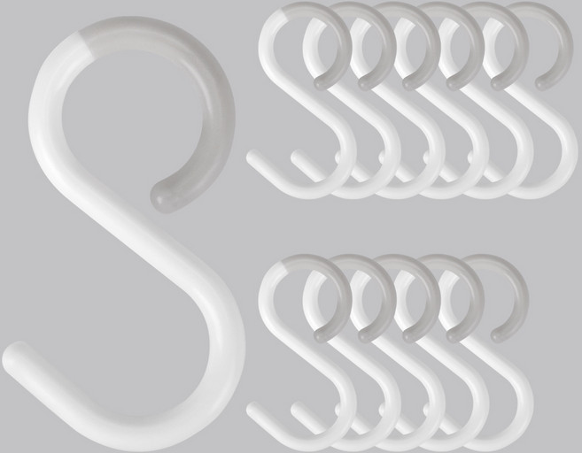 코멧 다용도 고정형 S자 고리, 화이트+그레이, 12개