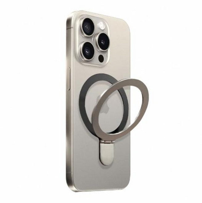 Timo 鋁合金磁吸圈手機支架 安卓蘋果通用, 銀色, 1個