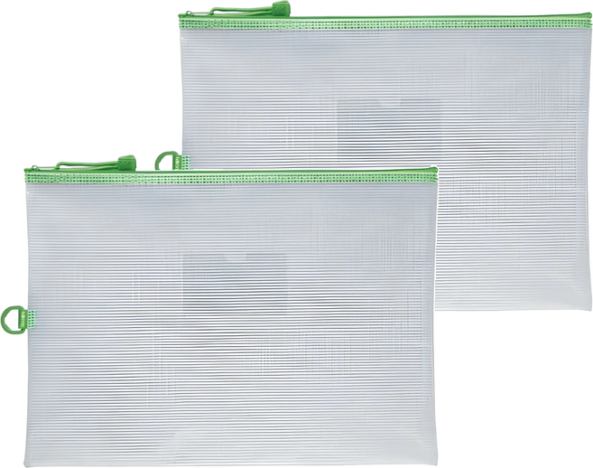 SEASON Paper&Gift 四季紙品禮品 B4防水拉鍊袋 加袋, 綠色, 2個