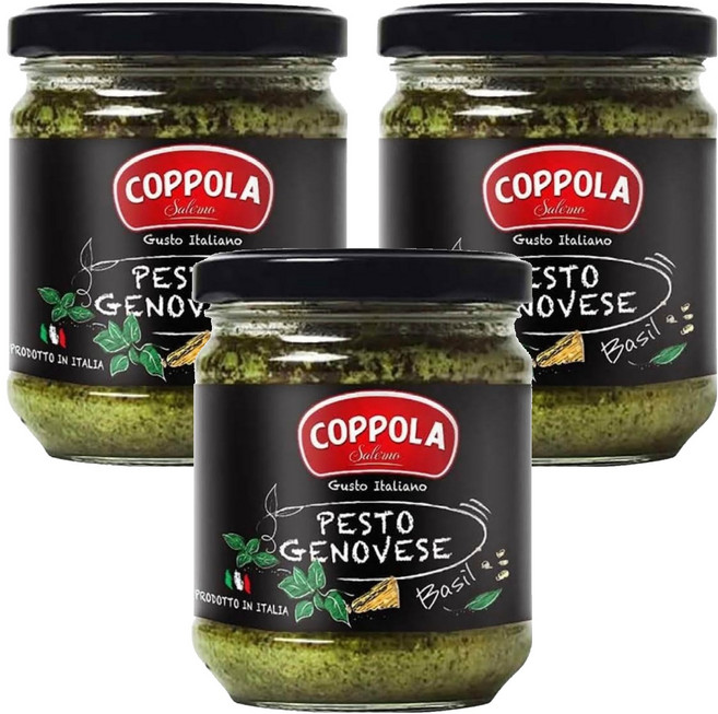 COPPOLA 柯波拉 義大利起司松子青醬 100%義大利羅勒 無麩質認證, 180g, 3罐