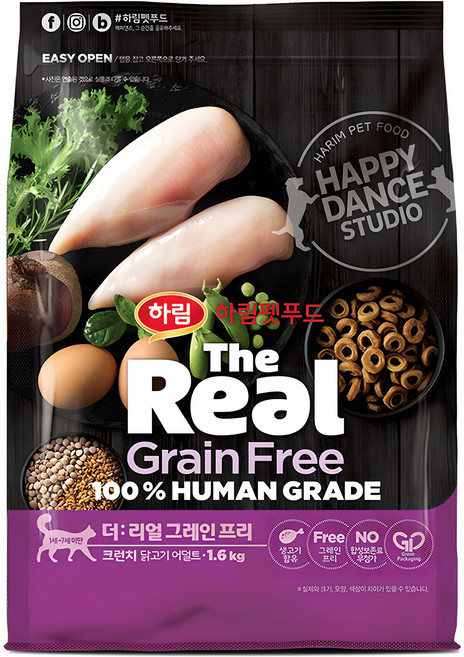 하림펫푸드 어덜트 더리얼 캣 그레인프리 크런치 건식사료, 닭, 1.6kg, 1개