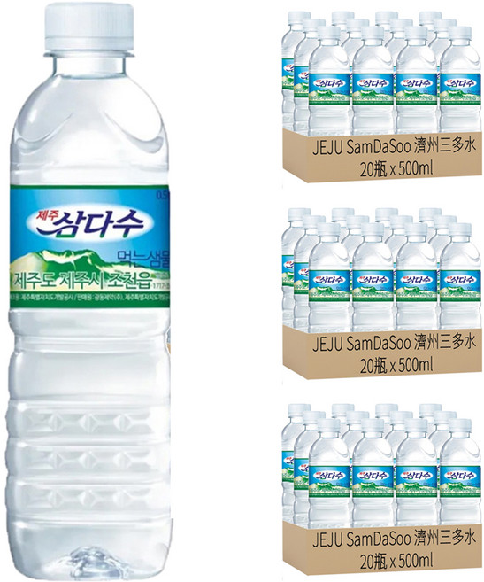JEJU SamDaSoo 濟州三多水 火山岩盤礦泉水, 500ml, 60瓶