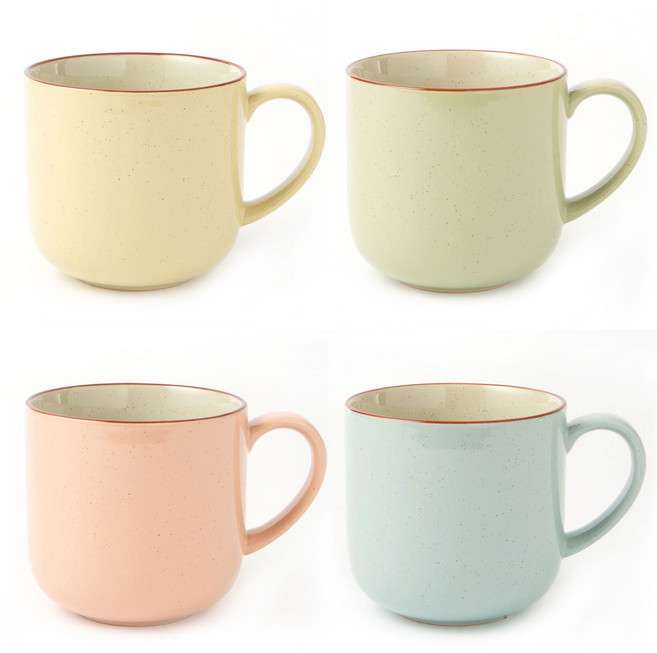 브리티 머그 440ml 4종 세트, 올리브그린, 스카이블루, 코랄핑크, 베이지옐로우, 1세트