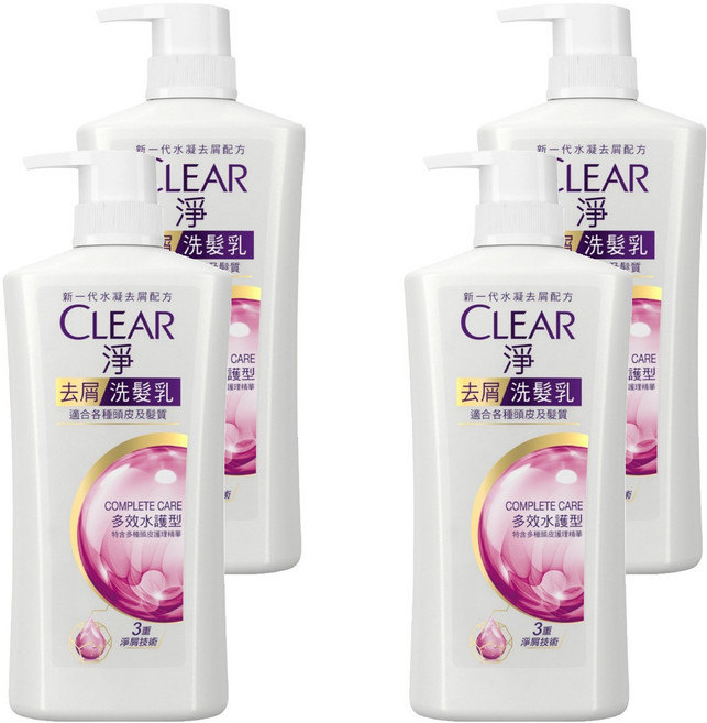 CLEAR 淨 女士去屑洗髮乳 多效水護型, 750ml, 4瓶